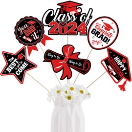24Pcs Red and Black Graduation Centerpieces for Tables 2024 Graduation Decorations Class of 2024 Graduation Table Tecorations Graduation Party Centerpieces for Tables 2024 Graduation Party Decorations