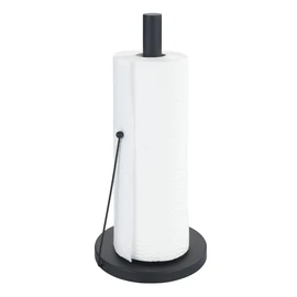 WENKO Clayton Kitchen Roll Holder, Black Outdoor Kitchen Roll Holder for All Standard Kitchen Rolls in Black, Freestanding Holder Made of Powder-Coated Metal, Kitchen Accessories Measures Diameter 15