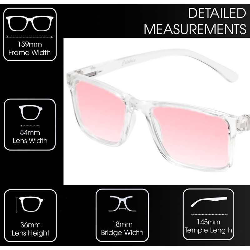 Medspex Pink FL-41 Tinted Reading Glasses +2.25 Clear Crystal Light
