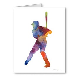 Baseball Player Set of 10 Art Note Cards by Watercolor Artist DJ Rogers