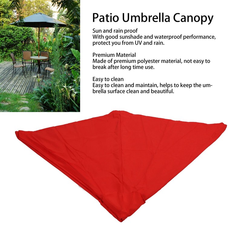 Patio Umbrella Canopy Water Resistant UV Protective Polyester Yard Umbrella