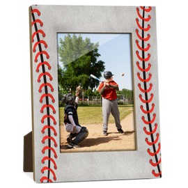 Frinalayoi Baseball Picture Frame, Birthday Gifts for Team Player Women Men Athletes, Sports Themed Wooden Picture Frame for Home Office Tabletop Display, Holds 4x6 Inch Photo -013E