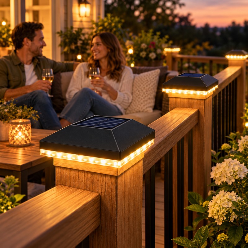 2-Pack Solar Post Cap Lights for 3.5 & 4-Inch Square
