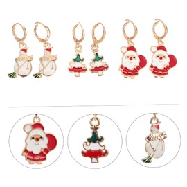 Abaodam 9pairs Christmas Tree Snowman Santa Earrings Xmas Theme Stylish Ear Dangler Jewelry Accessories for Women Durable Eye-catching Design for Holiday Fashion