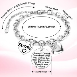 Gfhzdmf Thinking of You Gifts Stainless Steel Bracelet Get Well Soon Sympathy Gift Inspirational Encouragement Christmas Birthday Gifts for Friends Sister Mom Daughter Wife Silver Chain Bracelet