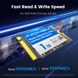 INDMEM 2230 M.2 NVMe SSD 1TB, Gen 4 x 4 Internal PCIe Solid State Drive Compatible with Steam Deck, Surface Pro, PCs, NUCs and Laptops