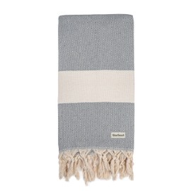 Blue Beach Turkish Towel Diamond -100x180cm Large Turkish Hammam Peshtemal Towel - Super Absorbent, Quick Dry, Lightweight, Compact Towels for Swimming, Bath, Gym, Sauna and Travel (Grey, 1)