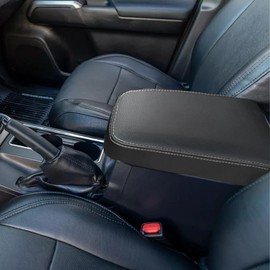 XYHGM Car Center Console Armrest Cover for Toyota Tacoma 2016 2017 2018-2023 Leather Anti-Scratch Central Arm Rest Box Lid Seat Cover Protector Cushion Saver Interior Accessories(White Stitches)