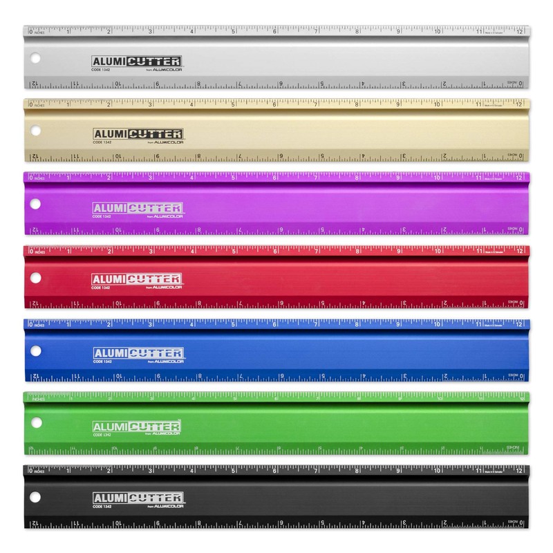 Alumicolor AlumiCutter Aluminum Steel Straight Edge for Office, School, Engineering