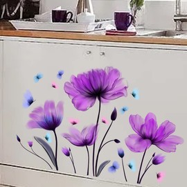 Condessacity Painting Wall Sticker, Tulip Flower, Butterfly, Wall Sticker, Removable, Stylish, Wall Sticker, Living Room, Cafe Style, Wall Decor, Wall Decor