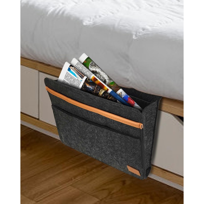 ERKOON Bedside Storage Pocket, Felt Bedside Caddy Thicker Bed Sofa