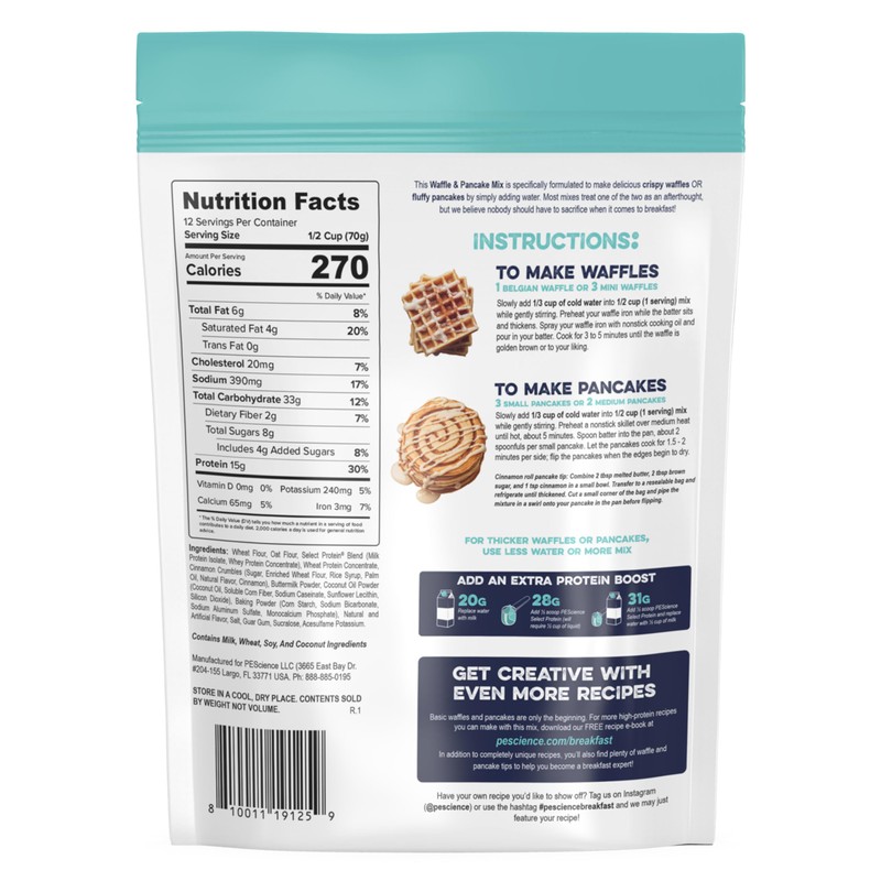 PEScience Protein Pancake Mix for Protein Waffles and Pancakes, Just