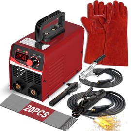 Wrdlosy 250A Super MINI Portable Welding Machine, 20PCS Welding Rods 16 Inches Gloves Hammer Stick Welder, IGBT Inverter Welder Machine 110V, Beginner Hobbyists Home Repairs DIY Projects Welder
