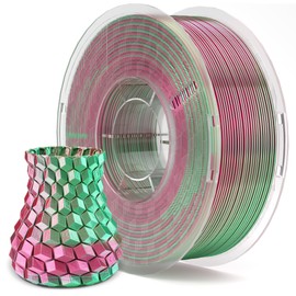 ELEGOO Silk PLA Filament 1.75mm Dual Color Green Red 1KG, 3D Printer Filament Dimensional Accuracy +/- 0.05mm, 1kg Spool(2.2lbs) 3D Printing Filament Fits for Most FDM 3D Printers