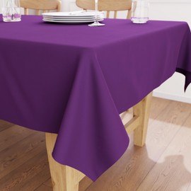Encasa Cotton Canvas Tablecloth | Purple Plain | Rectangular Size 140 x 230 cm | Dining Tablecloth for Decoration - Machine Washable