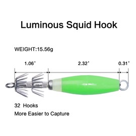 Noctilucent Squid Jig Cuttlefish Sleeve Jig Fishing Lure Bait Head Hooks Squid Hook Umbrella Sea Fishing Fluorescent Squid Octopus Cuttlefish Jig Fishing Lure Set (10pcs/box)