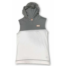 Hunter Boys White/Grey Hunter Brand Hooded Sleeveless Muscle Shirt NWT L