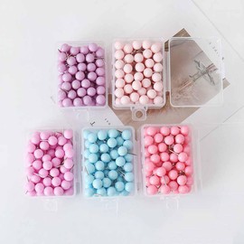 SHTGOI Pack of 50 Nail Push Pins Small Plastic Round Head Drawing Pins with Steel Dot Colourful Round Drawing Pins Decorative Pins for Pictures, Pin Boards, Fabric Marking, Wall Cards, Colourful