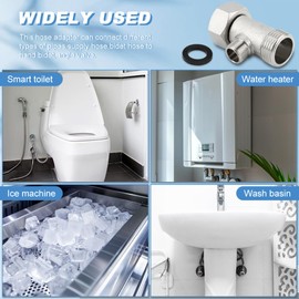 Bidet T Adapter,Flexible T Bidet Connector 3 Way 7/8inch 3/8inch 7/8inch Plumbing Splitter,T Valve Shower Head Diverter,Valve Hose Fitting for Shower Head Diverter Sprayer Faucet(Color:15/16inch)