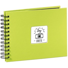 Hama Fine Art photo album, 50 black pages (25 sheets), spiral bound album 24 x 17 cm, with cut-out window, kiwi green
