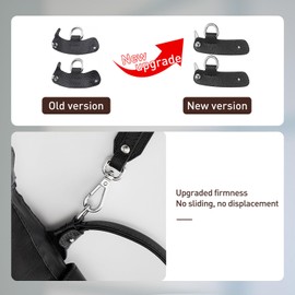 Upgraded Purse Strap Replacement Compatible with Longchamp Small Bags, Anti-Slip Leather Bag Straps Conversion Kit, 4 Buckles Handbags Crossbody Shoulder Strap 34-48'' Adjustable for Women(Black)