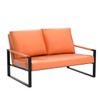 AWQM Mid-Century Modern Solid Loveseat Sofa Upholstered Faux Leather 2-Seat