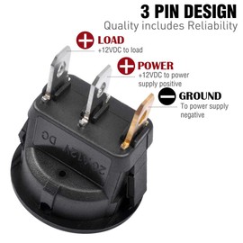 aikoolwer 12PCS 12-24V 20A Blue Round Toggle LED Switch On-Off Button 3Pin Rocker Control Car Auto Caravan Truck Boat Truck