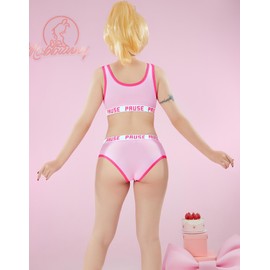 Mobbunny Women Pink Peach Crop Tank Camisole and Panty Sets Yoga Outfits Sports loungewear Bralette Set