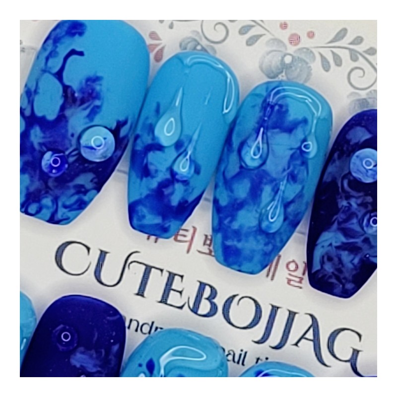 Aqua Matte Handmade Nail Tips - Square M / 아쿠아