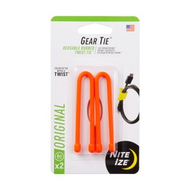 Nite Ize GT6-2PK-31 Gear Tie Reusable 6-Inch Rubber Twist Tie, Bright Orange, 2-pack