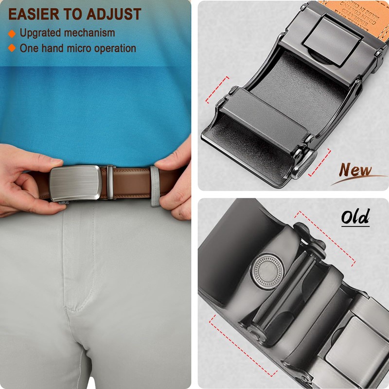KEMISANT Men's Belt Ratchet Automatic Buckle Leather Belt for Men
