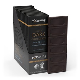 Solspring Biodynamic Organic Dark Chocolate Bars with Himalayan Salt (12-1.41 oz Bars), 70% Cocoa, Fine Swiss Chocolate, Certified USDA Organic, Demeter Certified, Gluten Free, Soy Free, Dr. Mercola