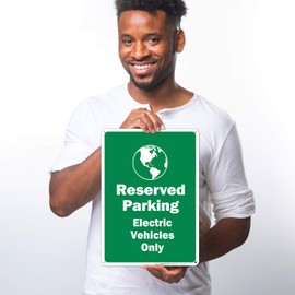 Reserved Parking Electric Vehicles Only with Symbol Sign, 10x14 Inches, Rust Free .040 Aluminum, Fade Resistant, Made in USA
