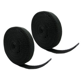 QualGear VR1-B-1-P-2PK Reusable Self Gripping Cable Tie Roll, Black - 2 Pack