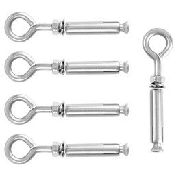 INCONTESTA 5 Pack 1/4-Inch Stainless Steel Concrete Eye Bolts, M6*91mm Heavy-Duty Expansion Screw Anchors for Lifting Rings, Secure Fastening in Concrete, Brick, and Wall Applications