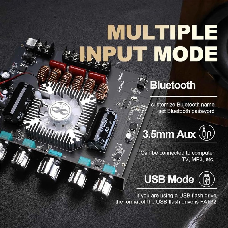 DollaTek 2.1 Channel Bluetooth Amplifier Board High Power Bluetooth Amplifier