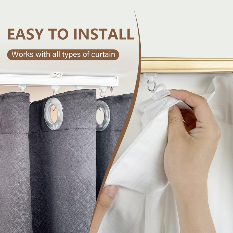 MaKefeile Curtain Tracks Ceiling Wall Mounted Heavy-Duty Curtains Rails Room