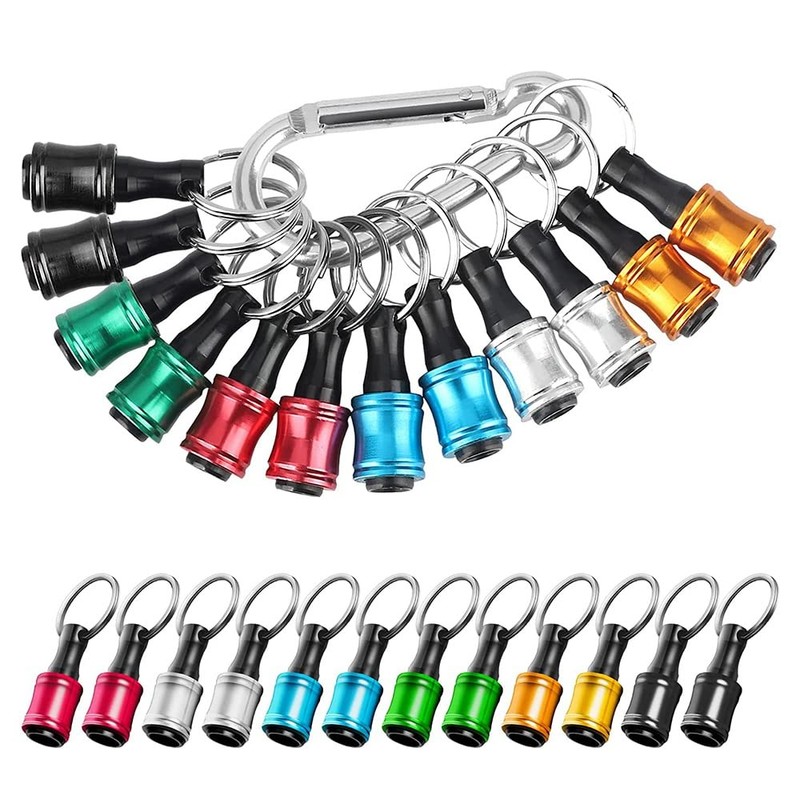 Giyofom 12PCS 1/4Inch Hex Screwdriver Bits Holder Extension Bar Keychain