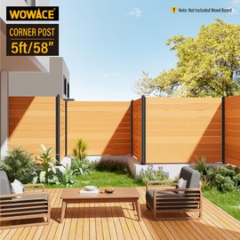 Wowace 5ft (H/58in) Heavy Duty Fence Post - Corner Post for Outdoor Patio, Backyard and Garden Privacy Fence (1pack-Matte Black)