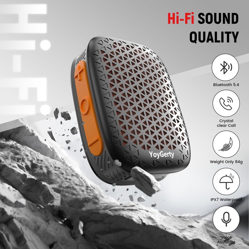 yoygerty 2026 Upgrade Wearable Bluetooth 5.4 Speaker, IPX7 Waterproof Clip-on