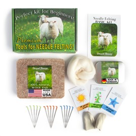 Desert Breeze Distributing Basic Tools Needle Felting Kit | Premium Wool Felting Supplies for Beginners & Adults – 15 Groz-Beckert Felting Needles, Wool Pad, Leather Finger Guards & Storage Case