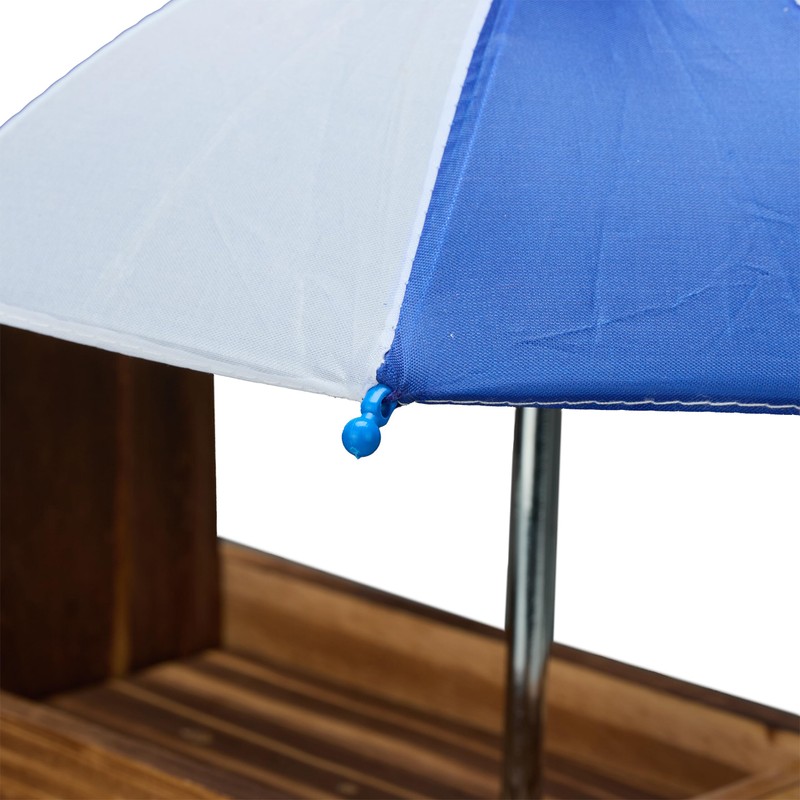 Relaxdays Squirrel Table Wooden Squirrel Bench with 2 Umbrellas Squirrel