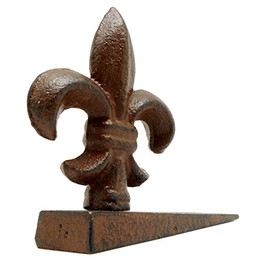 Cast Iron Rustic Brown Fleur De Lis Door Wedge, Doorstop