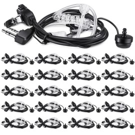 Weewooday 20 Pack Walkie Talkies Earpiece with Mic Radio 2 Pin Acoustic Tube Headset Earpiece Compatible with Baofeng UV-5R Retevis H-777 RT1 RT21 RT22 Arcshell AR-5 2 Way Radio