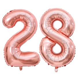 Rose Gold 28 Number Balloons, 40 Inch Giant Number 28 Balloons Foil Mylar Helium Rose Gold Number Balloons for 28th Birthday Party Supplies Anniversary Event Celebration Decorations
