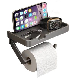 Self Adhesive Toilet Paper Holder Wall Mount,Rv Toilet Paper Holder Adhesive for Bathroom (Metal Grey)