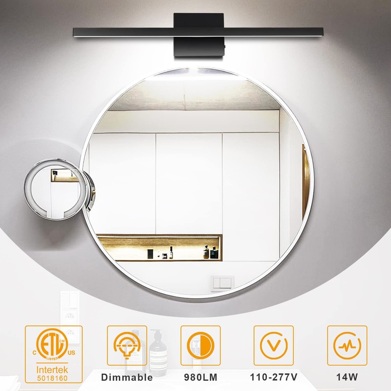 NIORSUN 31.5 inch Black Bathroom Vanity Light,18W 5CCT Dimmable LED