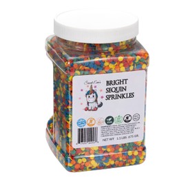 BRIGHT SEQUIN SPRINKLES-Dairy Free,Gluten-free,Egg Free,Vegan,Soy Free,Nuts Free,Kosher,Sprinkle Medley Mix,For Baking,Decorating,Cookies,Cupcakes,Cakes,Topping,Jimmies,Bulk Candy,Sugar Shapes