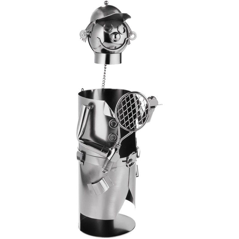 BRUBAKER Weinflaschenhalter Tennisspieler Metall Skulptur mit Geschenkkarte