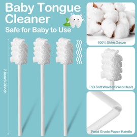 Singhoow 200 Pieces Baby Tongue Cleaner Disposable Infant Oral Cleaner with 4 Pieces Finger Toothbrush Soft Gauze Baby Mouth Newborn for Tooth Mouth Dental Care(Blue)
